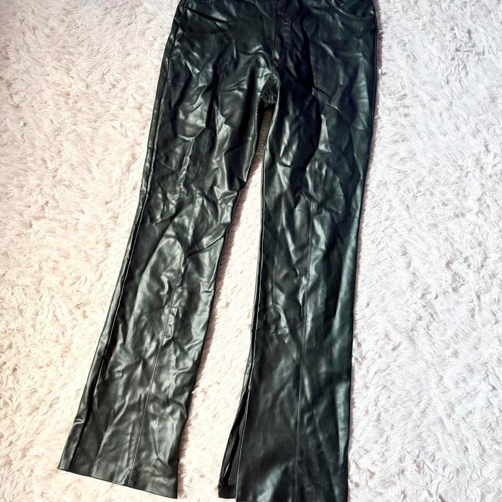 Zara Faux Statement Edgy Hipster Leather Zipper Ankle Pant Womens L Concert Chic